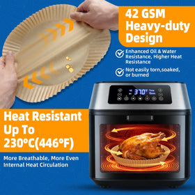 HONYAO air fryer liners nonstick surface for mess-free cooking.