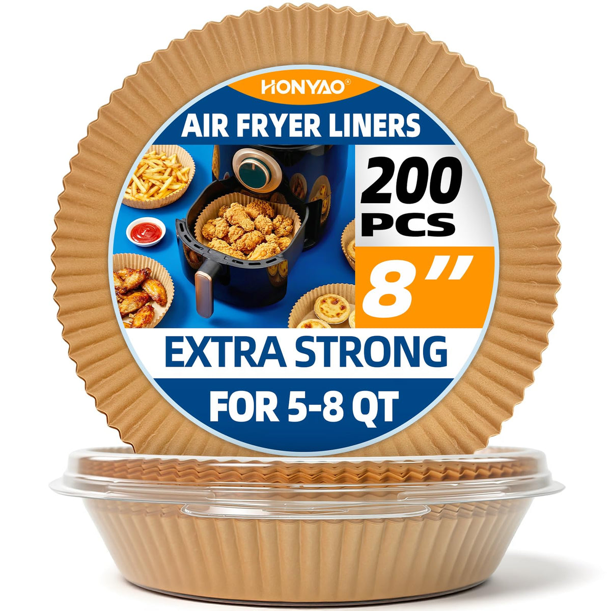 HONYAO Ninja liner bottom 8-inch protects the basket and eases cleanup.
