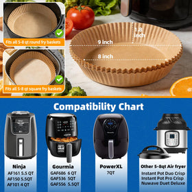 HONYAO Ninja liner top 9-inch fits 5–8 qt baskets for versatile cooking.