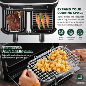 HONYAO rectangle rack in stainless steel improves air flow and even crisping.