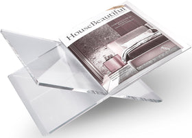 Honygebia clear acrylic cross-frame front view displaying books and magazines