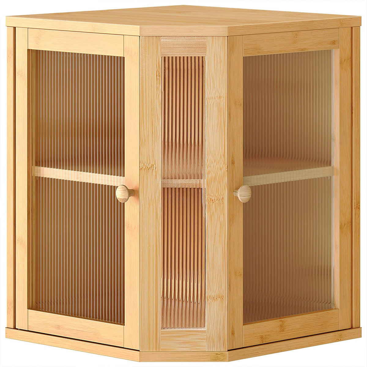 HOOBRO bamboo bread box seen from the front with two-tier storage for fresh bread.