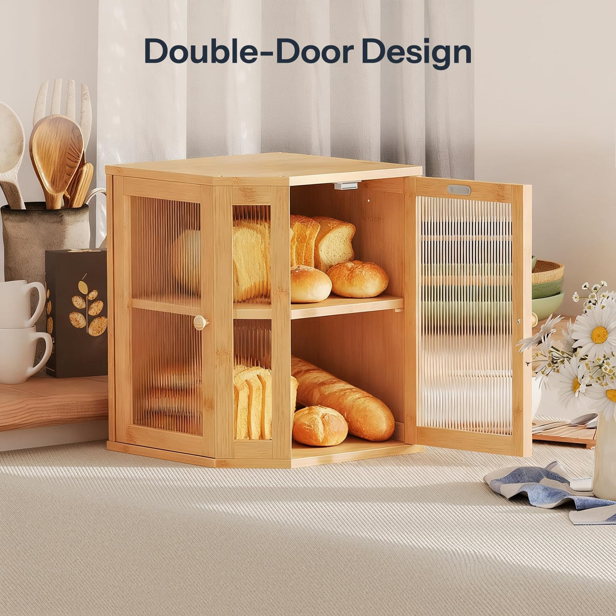 Back ventilation holes support air circulation for evenly stored loaves.