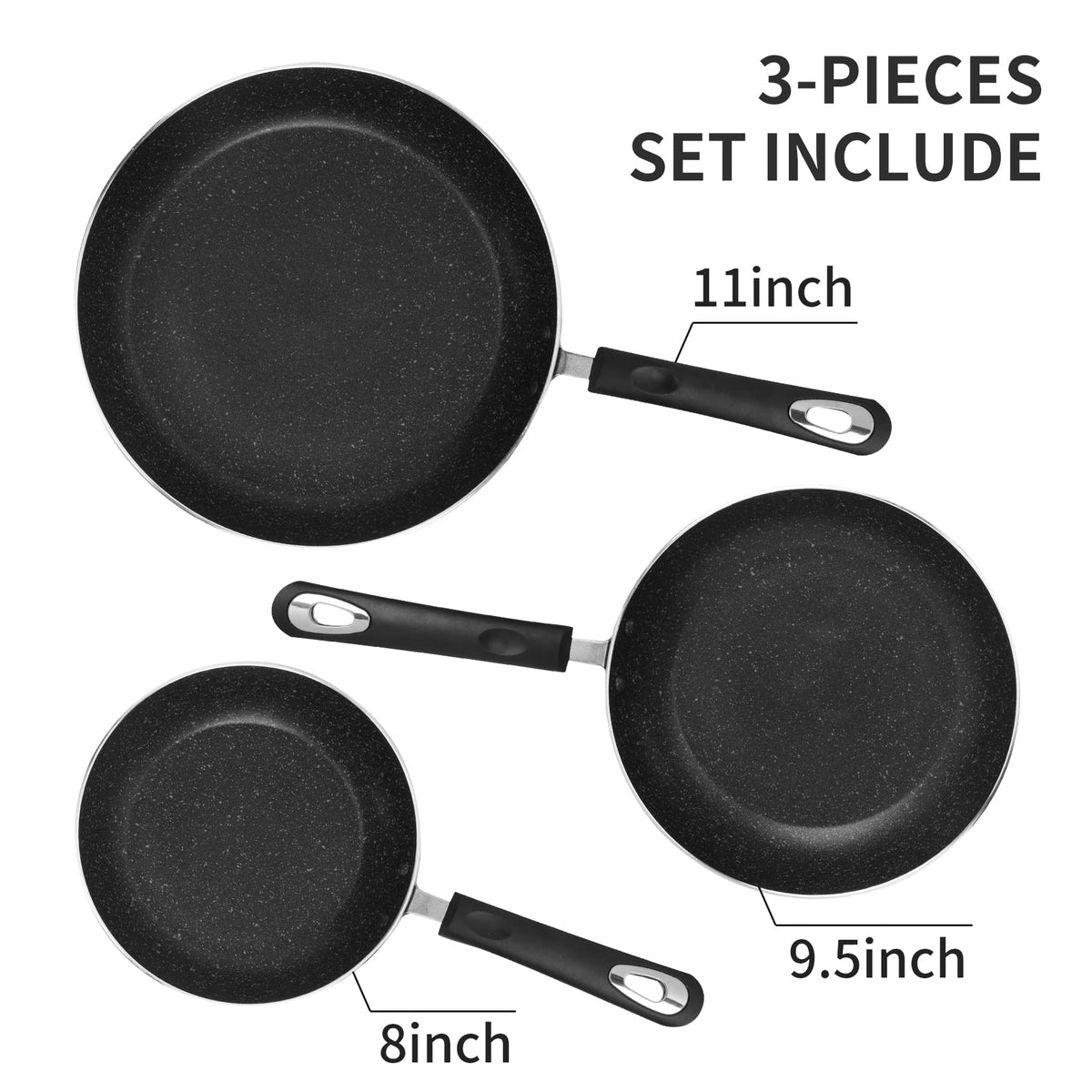 HooJay 11-inch nonstick frying pan suitable for family meals and even heating.