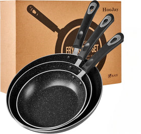 HooJay 8-inch nonstick frying pan ready for quick omelettes and easy release.