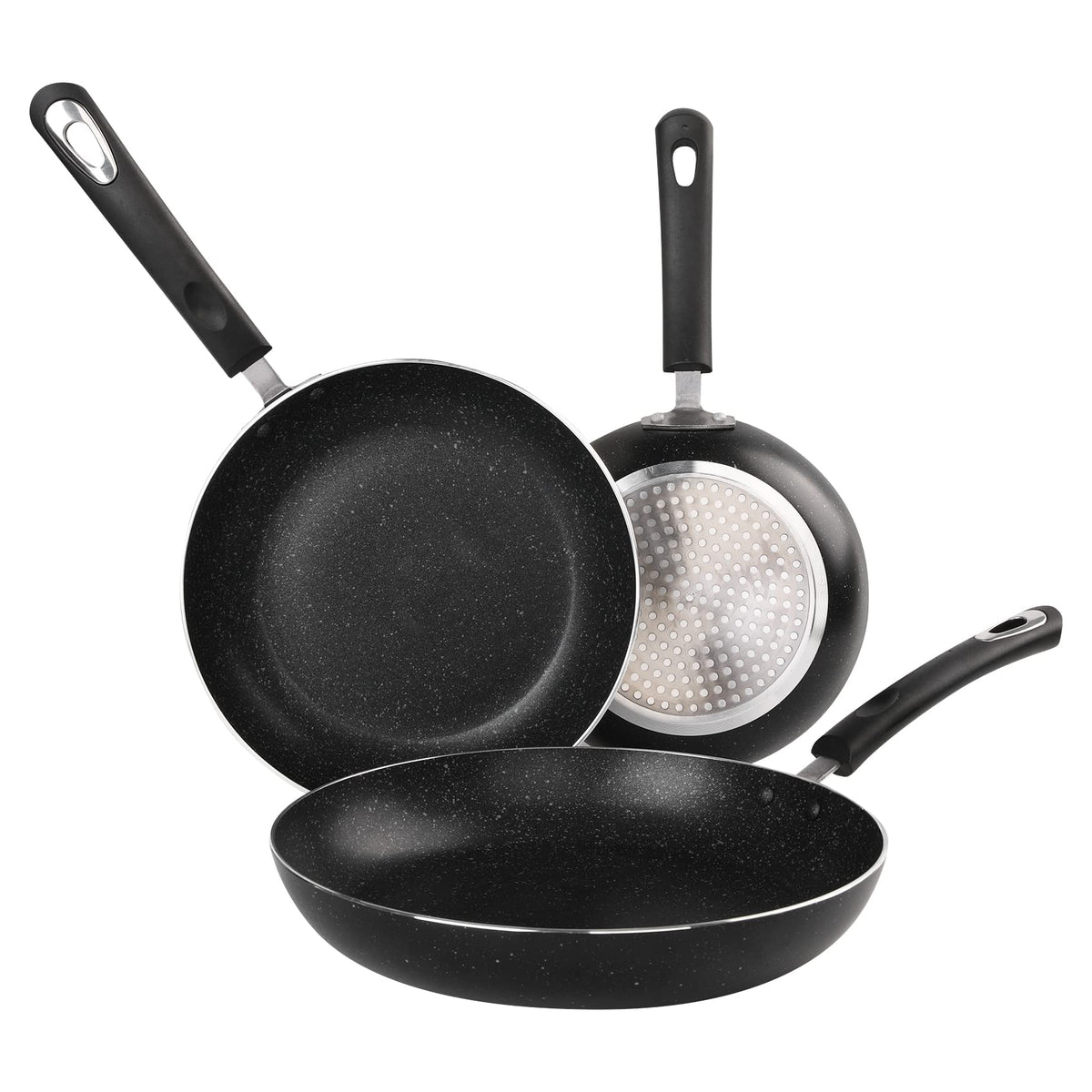 HooJay 9.5-inch nonstick frying pan ideal for sautéing vegetables with minimal sticking.