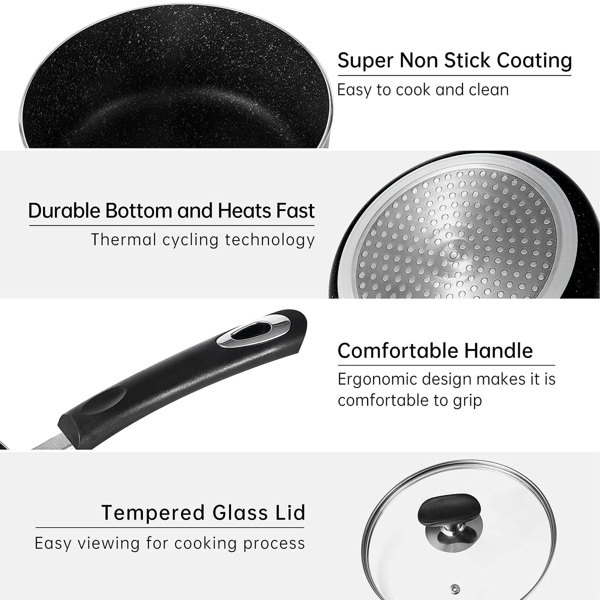 HooJay saucepan with glass lid preserves flavor during cooking