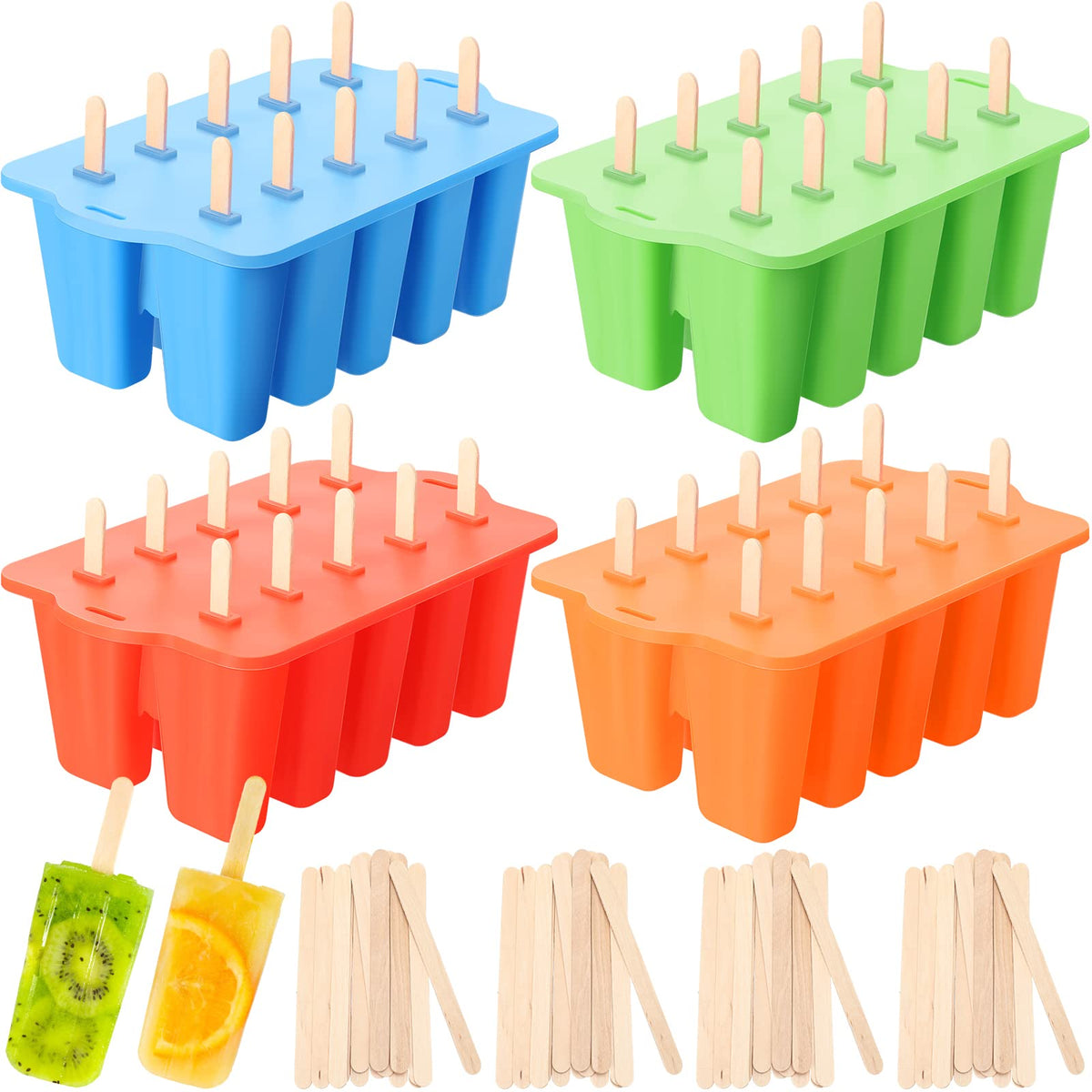 Hoolerry four-piece silicone ice lolly molds in four colors for homemade pops.
