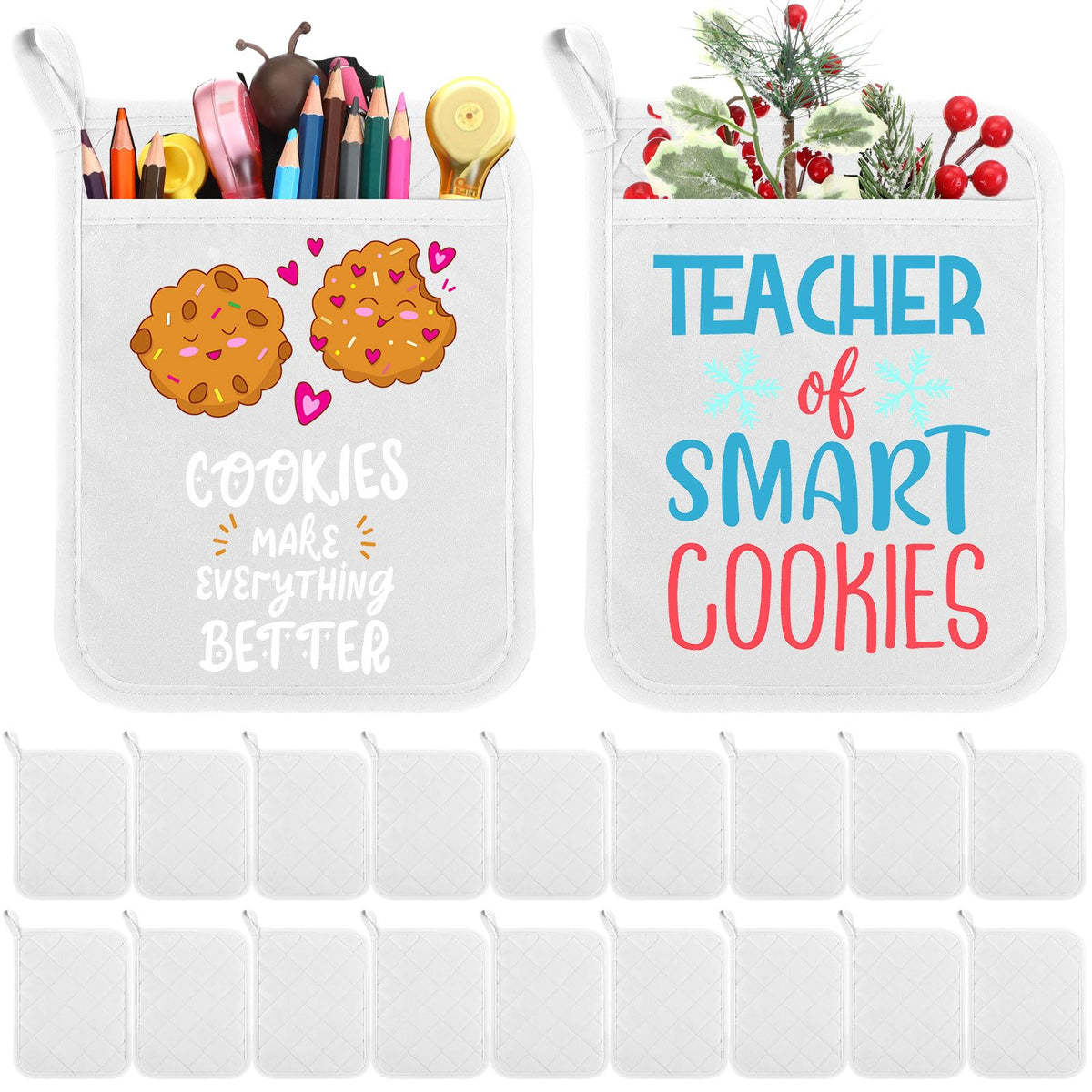 Hoolerry pot holder with pocket for easy safe removal from oven
