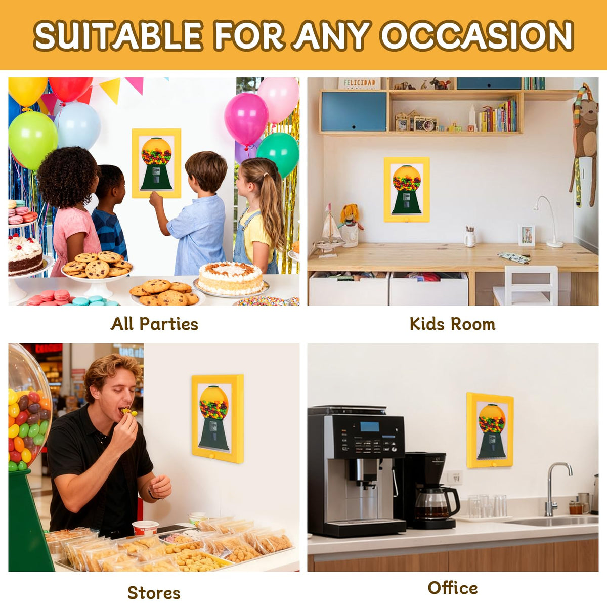 HOOMESUN yellow gumball machine-in-frame adds bright decor