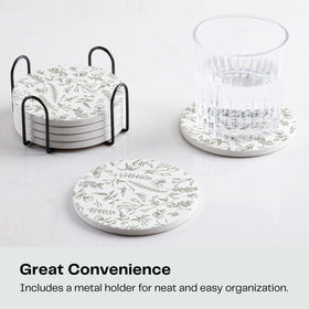 Hoomey absorbent ceramic coasters close-up quickly absorb spills to keep tables clean