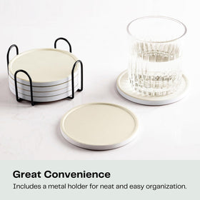 Hoomey beige design complements decor while protecting tabletops.