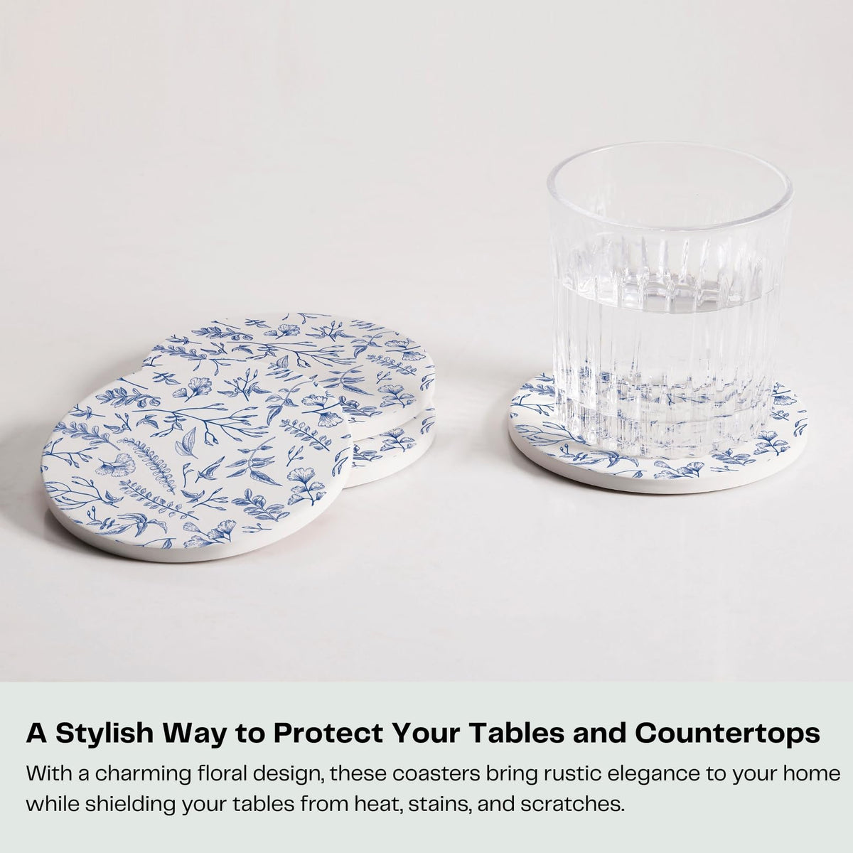 Hoomey ceramic absorbent coasters soak spills quickly to keep tables clean.