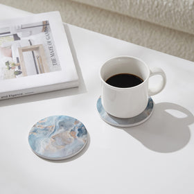 Hoomey coaster holder keeps coasters organized for quick access and tidy furniture.