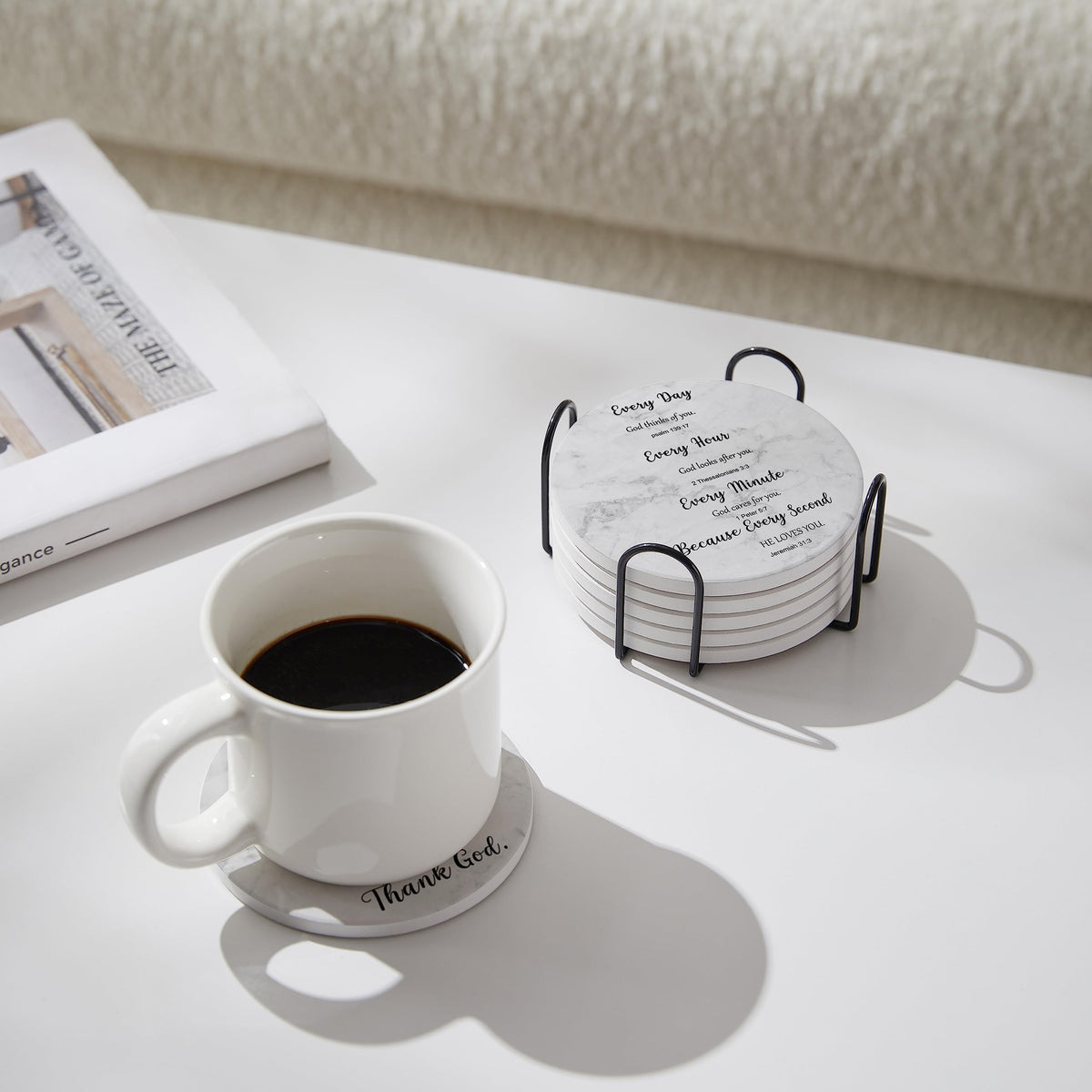 Hoomey four-inch diameter coasters fit most cups and mugs securely.