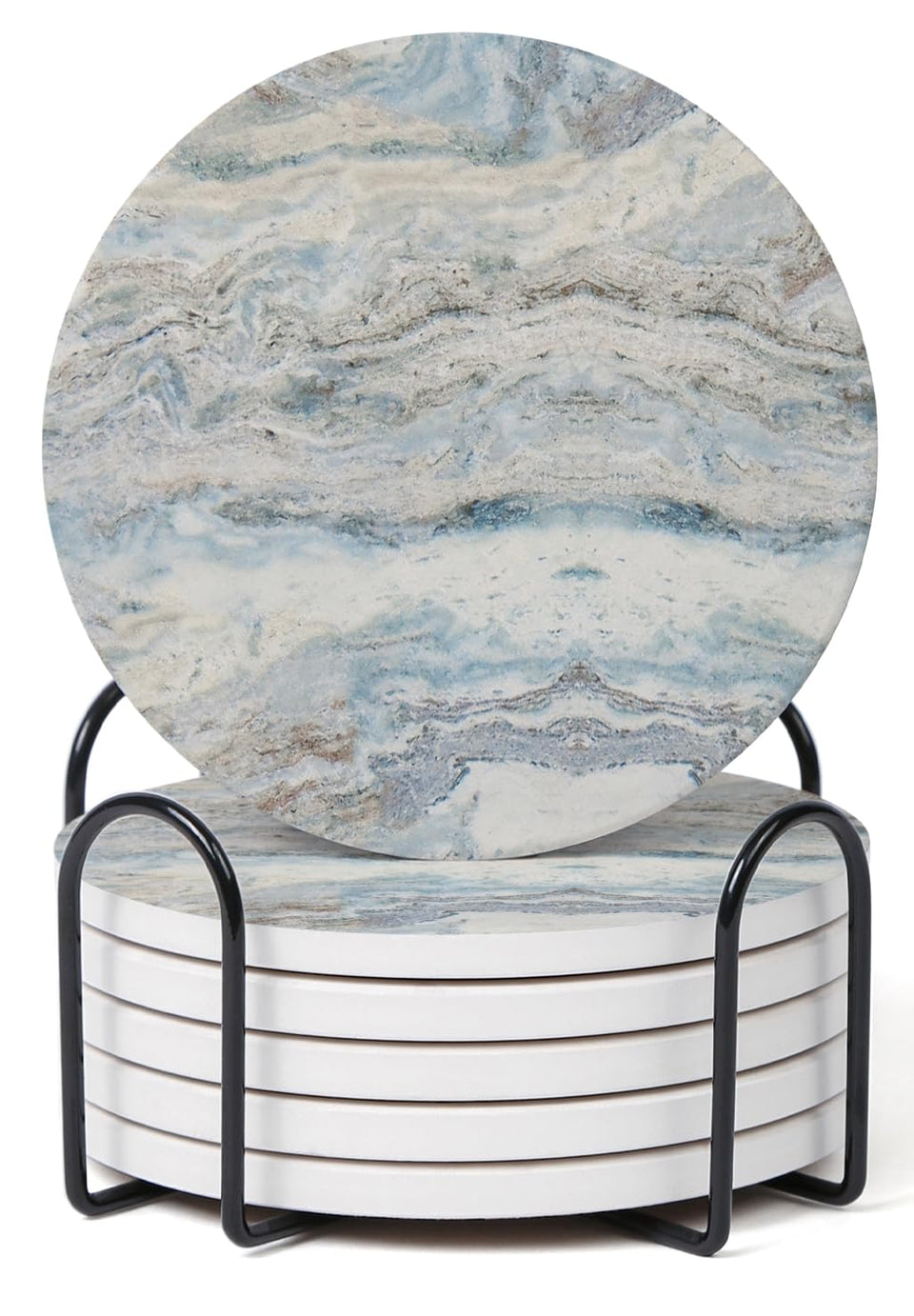 Hoomey mix color abstract onyx marble coasters with holder for stylish protection.