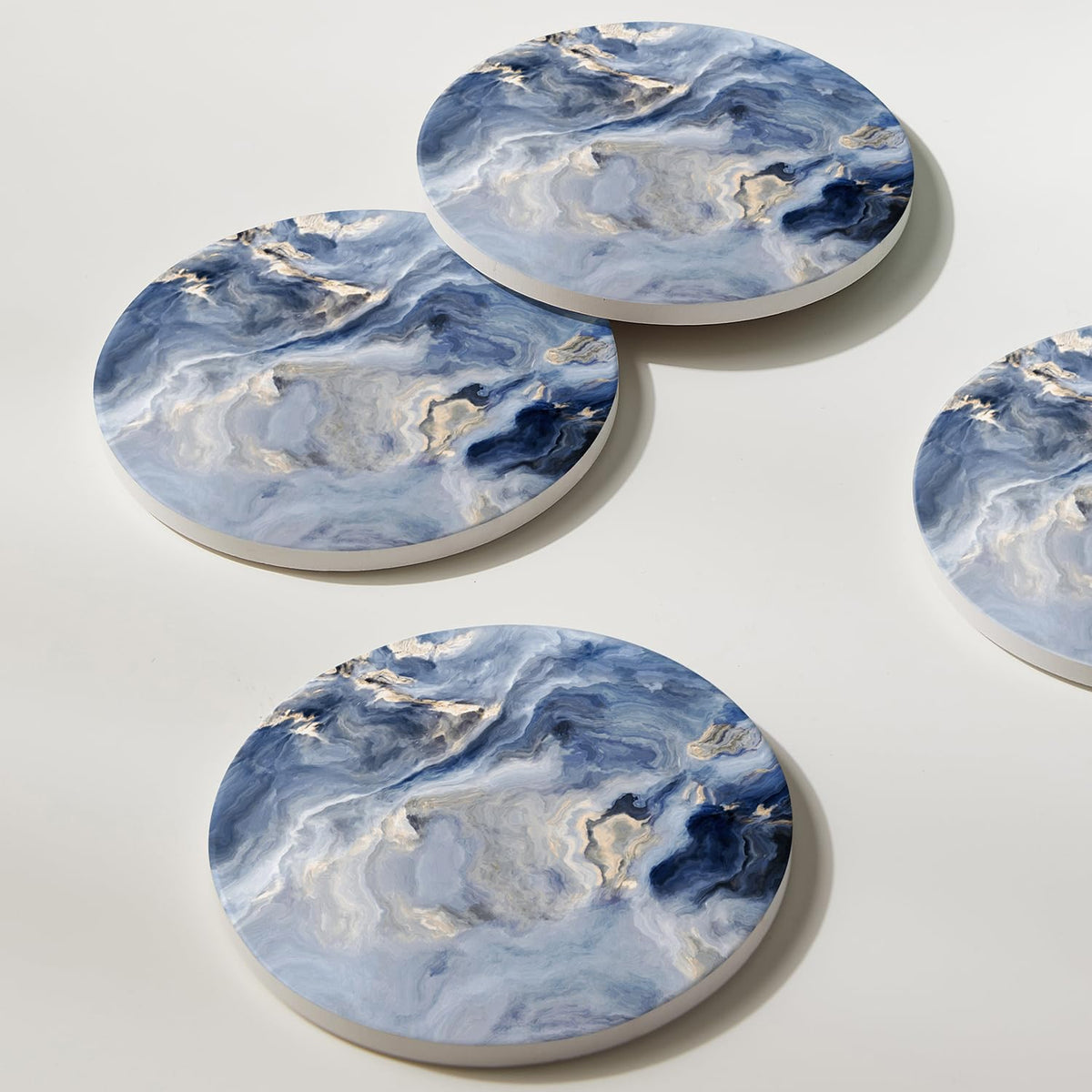 Hoomey navy blue marble coasters elevate your decor while guarding surfaces.