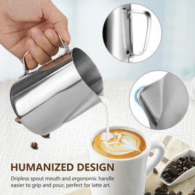 HOOMIL ergonomic handle frothing pitcher for comfortable grip