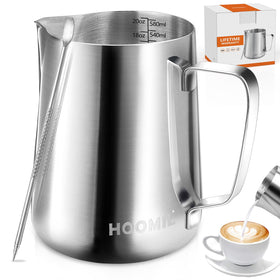 HOOMIL 20oz milk frothing pitcher with ergonomic design for café-quality foam