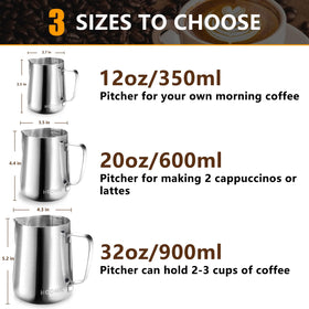 HOOMIL stainless steel pitcher with dripless mouth for smooth pours
