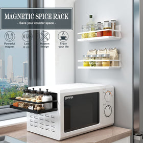Hoopoton black matte finish magnetic rack adheres securely to metal surfaces.