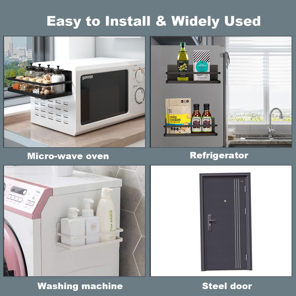 Hoopoton space-saving design maximizes fridge and cabinet side storage.