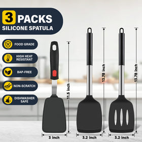Hoosook slotted spatula drains liquids, ideal for frying and serving.