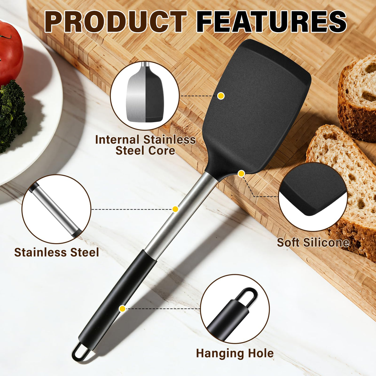 Hoosook solid spoon glides through sauces without scratching.