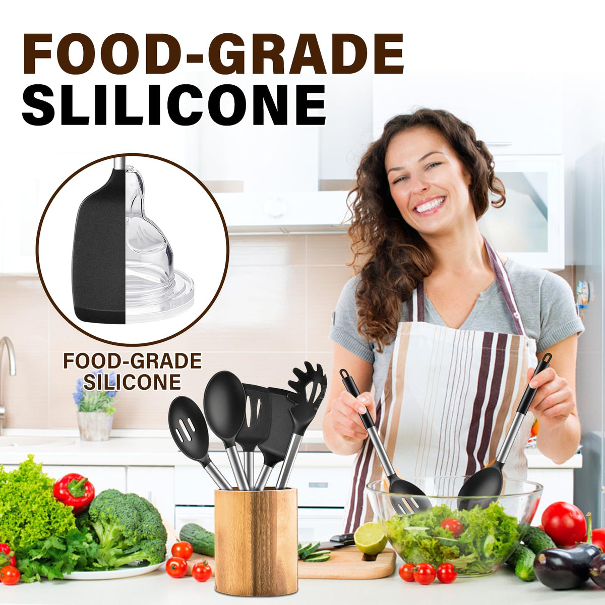 Hoosook utensil set hangs neatly for quick drying and access.