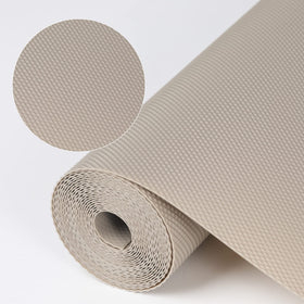 HooTown khaki kitchen shelf liner non-adhesive protects shelves and cleans easily.