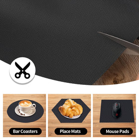 HooTown shelf liner is easy to clean and cut to fit any shelf.