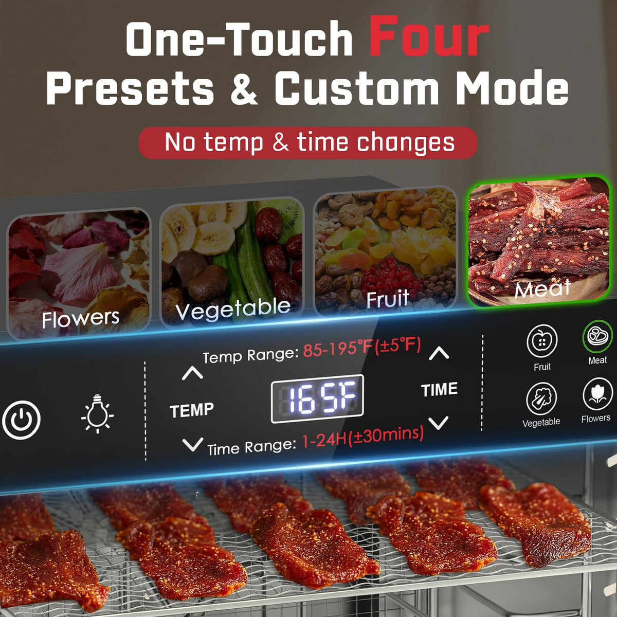 Hoperan digital timer and temperature control enable precise dehydration of snacks