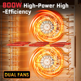 Hoperan dual 800W fans deliver even 360-degree airflow for consistent drying
