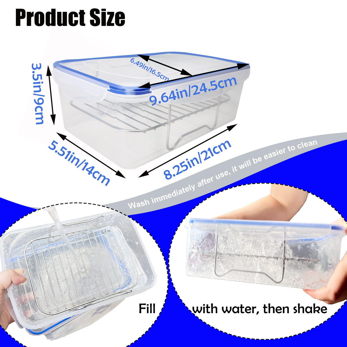 HoPliGhe Breader Bowl blue lid with stainless tray keeps breading organized