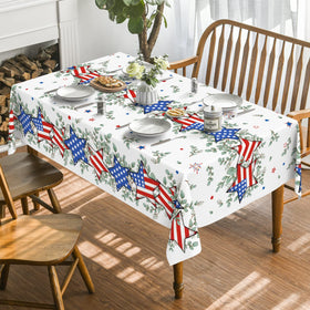 Horaldaily 4th of July tablecloth adds festive color to dinners.