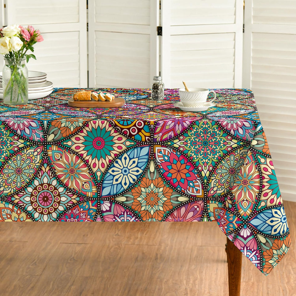 Horaldaily boho tablecloth with vibrant print for lively gatherings.