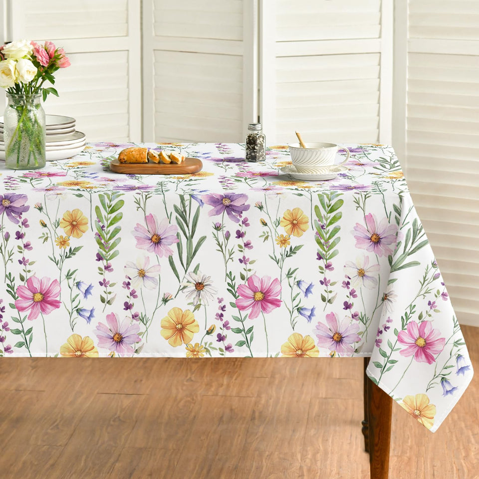 Horaldaily daisy floral tablecloth on a sunny table for spring gatherings