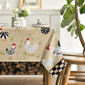 Horaldaily 60x84 inch tablecloth covering a rectangular table for six.
