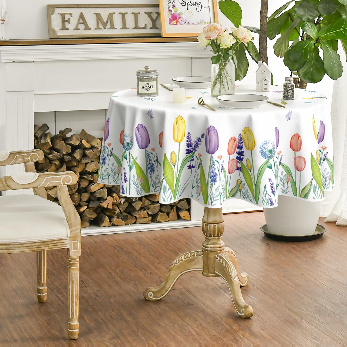 Horaldaily durable spun polyester fabric tablecloth for daily use
