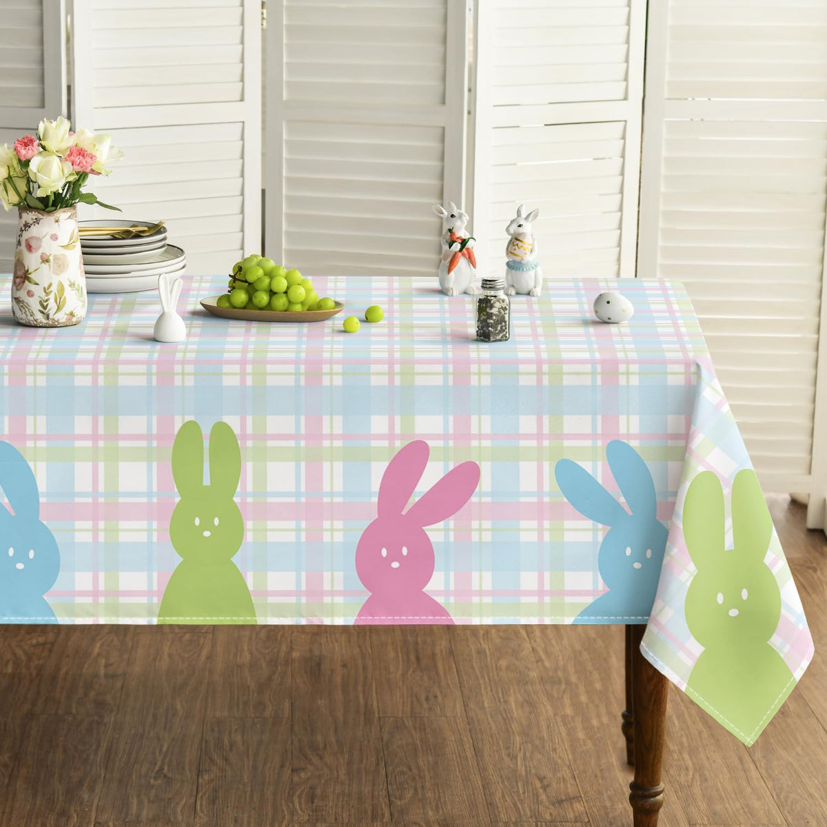 Horaldaily Easter tablecloth with bunny pattern for festive Easter dining