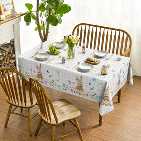 Horaldaily bunny-pattern Easter tablecloth brings playful charm to gatherings