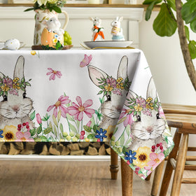 Horaldaily Easter tablecloth dining-scene demonstrates elegant party setup