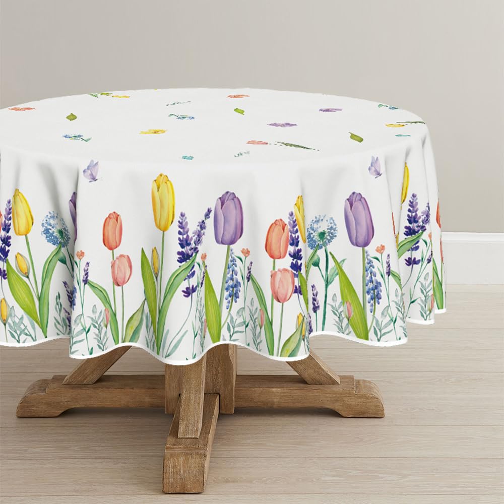 Horaldaily Easter watercolor flowers table cover ideal for gatherings.