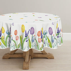 Horaldaily Easter watercolor flowers table cover ideal for gatherings.