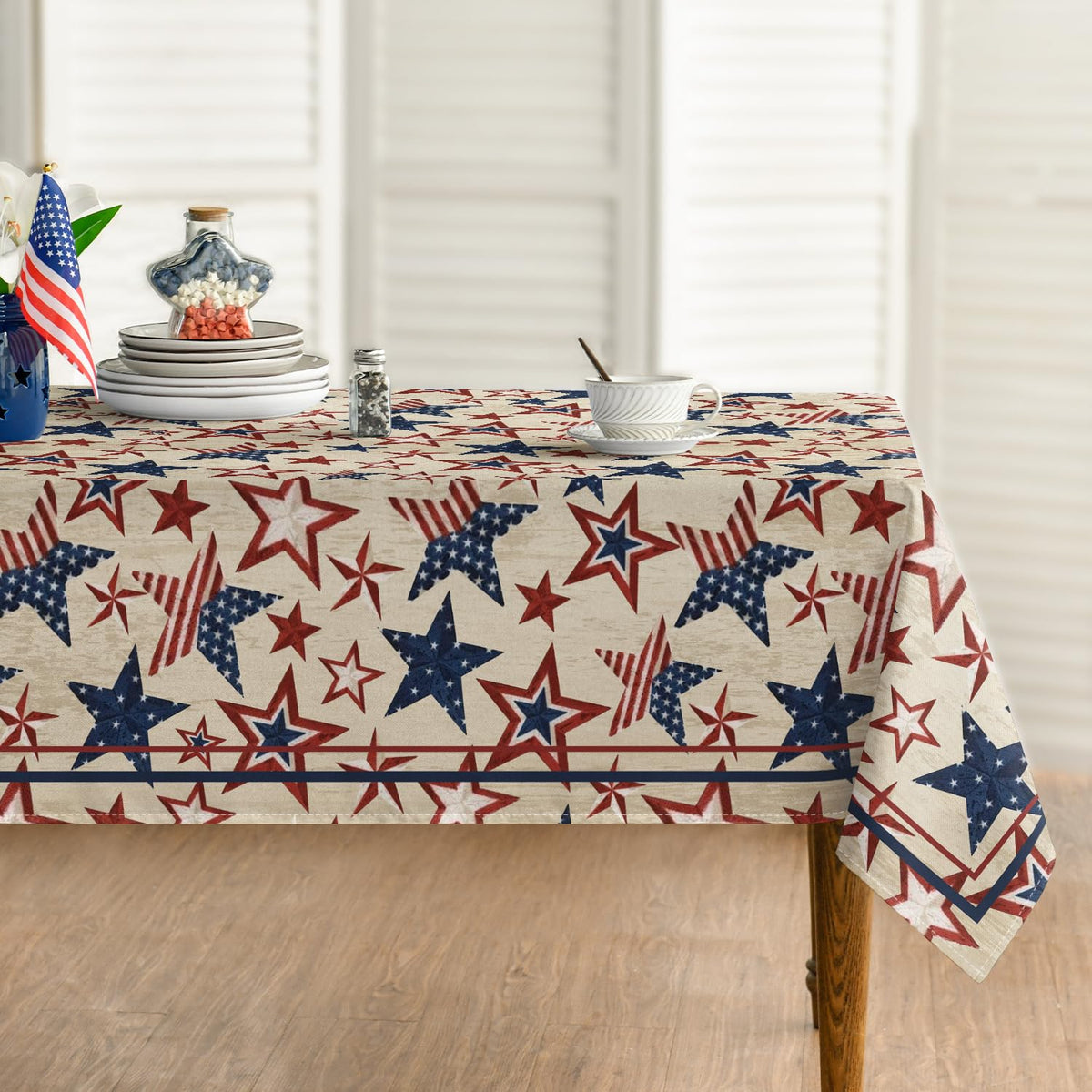 Horaldaily 60x84 patriotic rectangle tablecloth for festive setup and easy cleanup.