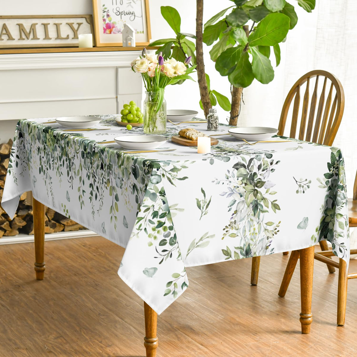 Horaldaily green eucalyptus pattern close-up highlights vibrant print.