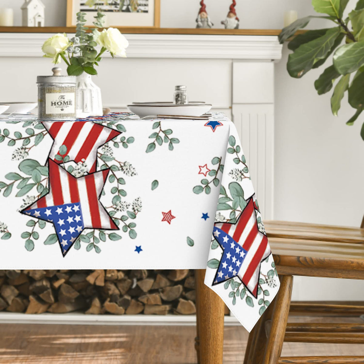 Horaldaily memorial day tablecloth with patriotic accents for outdoor meals.