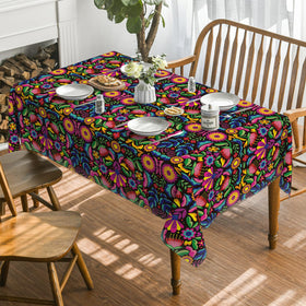 Horaldaily Mexico tablecloth dining setup ready for gatherings and easy cleanup.