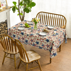 Horaldaily patriotic blue and red star design tablecloth enhances outdoor meals.