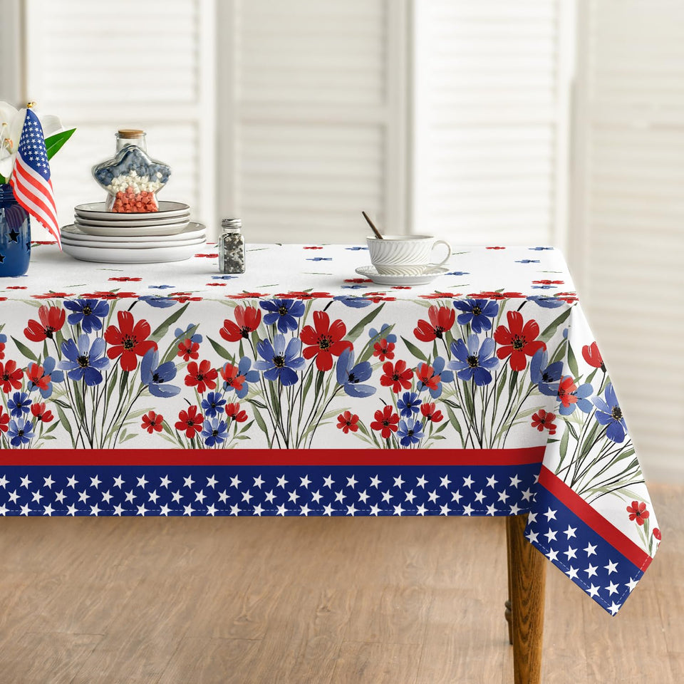 Horaldaily patriotic watercolor poppy tablecloth protects surfaces during festive outdoor dining